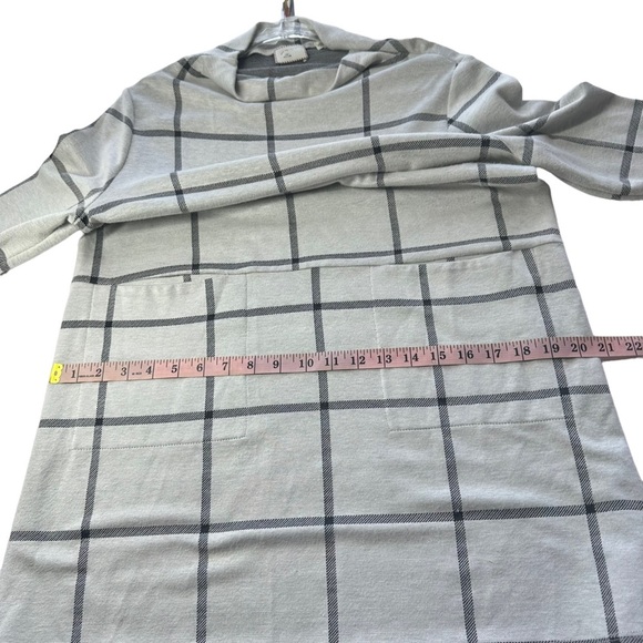 ANTHROPOLOGIE POSTMARK Windowpane Sweater Tunic Mini Dress Plaid Medium M Gray - Picture 7 of 8